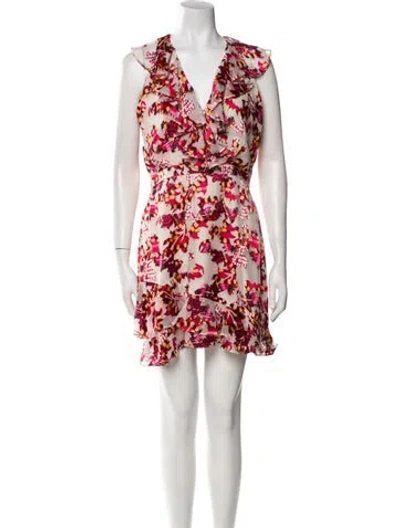 Pre-owned Saloni Floral Print Mini Dress In Red