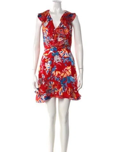 Pre-owned Saloni Floral Print Mini Dress In Red