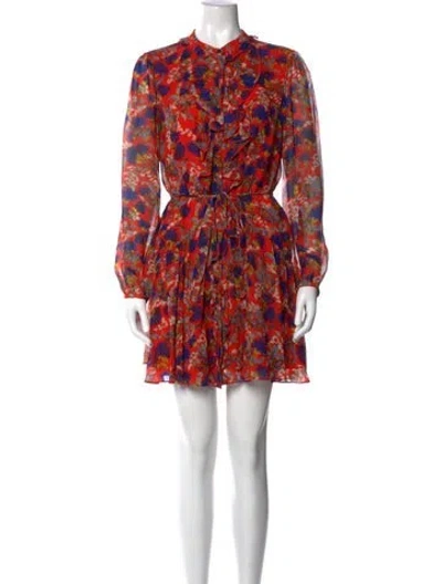 Pre-owned Saloni Floral Print Mini Dress In Red