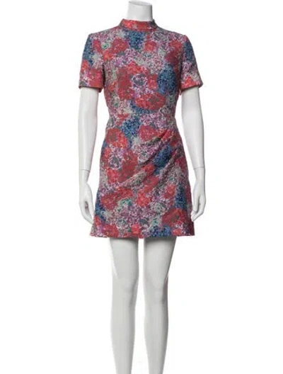 Pre-owned Saloni Floral Print Mini Dress In Red