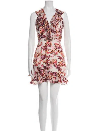 Pre-owned Saloni Floral Print Mini Dress In Red