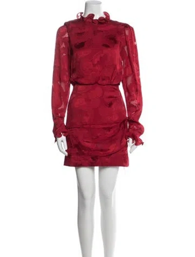Pre-owned Saloni Floral Print Mini Dress In Red
