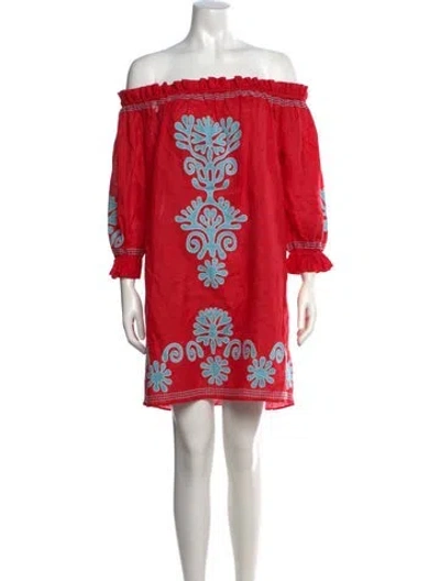 Pre-owned Saloni Floral Print Mini Dress In Red