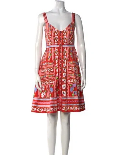 Pre-owned Saloni Floral Print Mini Dress In Red