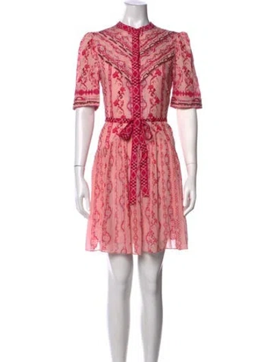 Pre-owned Saloni Floral Print Mini Dress In Red