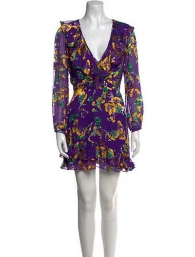 Pre-owned Saloni Floral Print Mini Dress W/ Tags In Multi