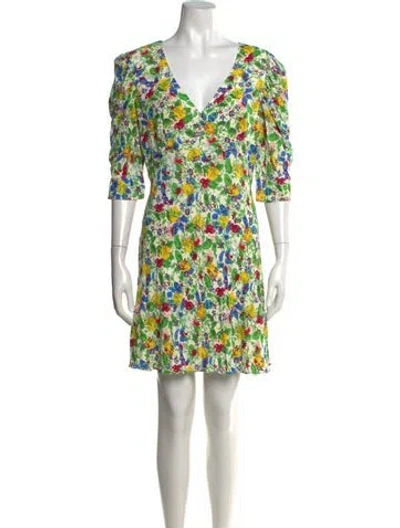 Pre-owned Saloni Floral Print Mini Dress W/ Tags In Neutral