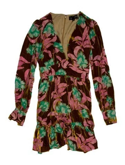 Pre-owned Saloni Floral Print Mini Dress W/ Tags In Pink