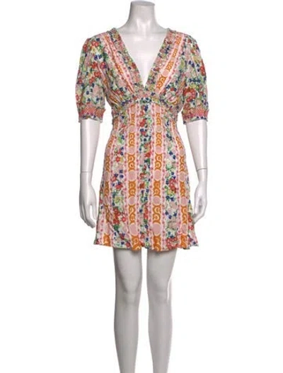 Pre-owned Saloni Floral Print Mini Dress W/ Tags In Pink