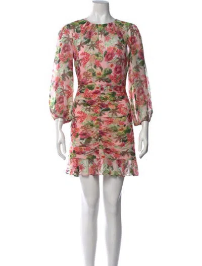 Pre-owned Saloni Floral Print Mini Dress W/ Tags In Pink