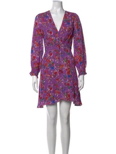 Pre-owned Saloni Floral Print Mini Dress W/ Tags In Purple