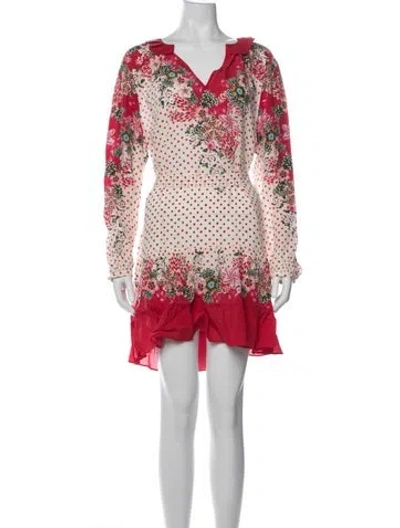 Pre-owned Saloni Floral Print Mini Dress W/ Tags In Red