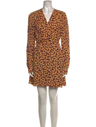 Pre-owned Saloni Floral Print Mini Dress W/ Tags In Yellow