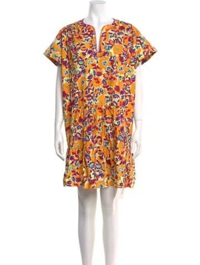 Pre-owned Saloni Floral Print Mini Dress W/ Tags In Yellow