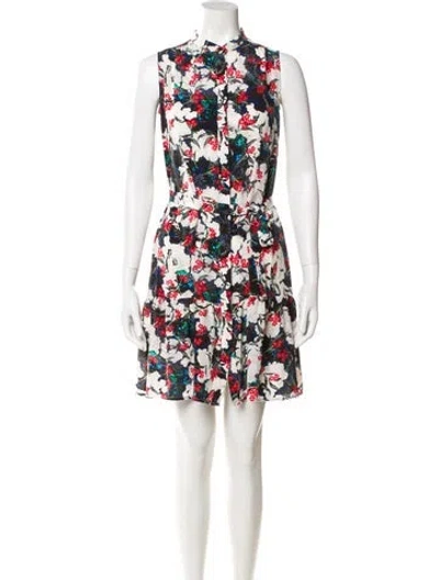 Pre-owned Saloni Floral Print Mini Dress In White
