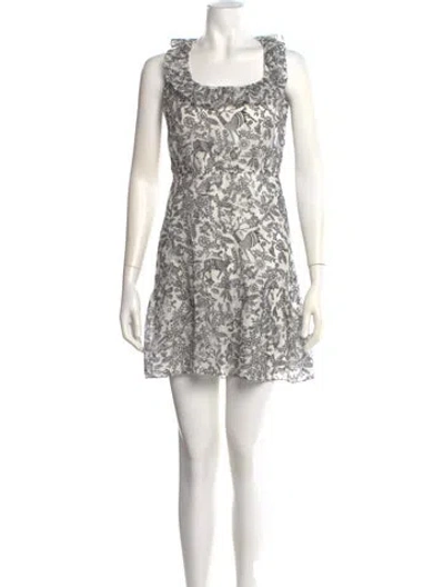 Pre-owned Saloni Floral Print Mini Dress In White