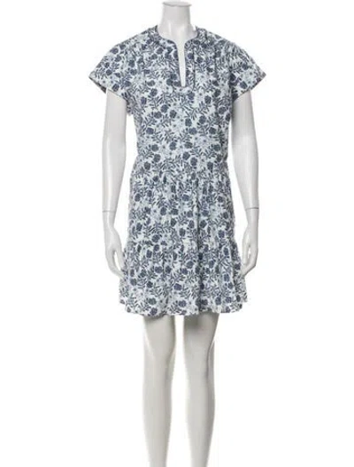 Pre-owned Saloni Floral Print Mini Dress In White