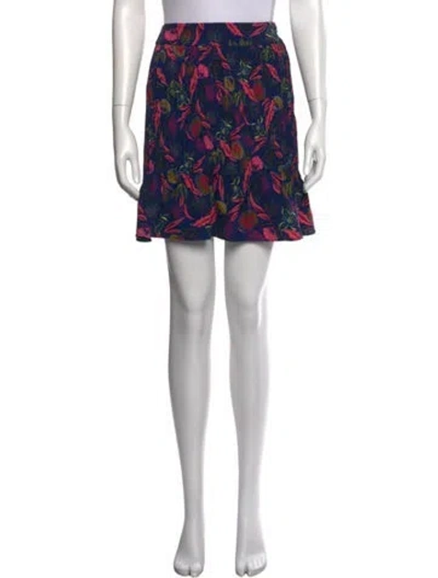 Pre-owned Saloni Floral Print Mini Skirt In Blue
