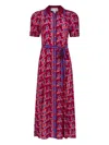 Saloni Floral-print Puff-sleeve Dress In Brown