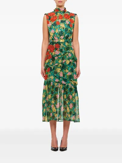 Saloni Floral-print Ruffled Dress