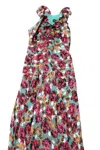 Saloni Floral Ruffle Midi Dress In Multicolor Rayon In Multi