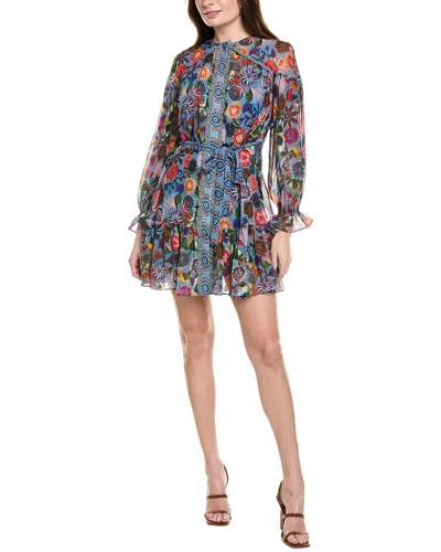 Saloni Georgette Silk Mini Dress In Multi