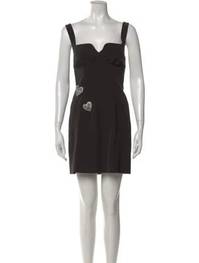 Pre-owned Saloni Graphic Print Mini Dress In Black