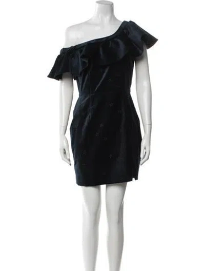 Pre-owned Saloni Graphic Print Mini Dress W/ Tags In Black
