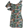 Saloni Greta One Shoulder Mini Dress In Multicolor Polyester In Multi