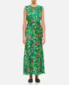 Saloni Gwen Twisted Draped Floral-print Silk Maxi Dress In Green