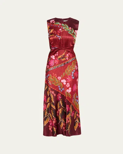 Saloni Gwen Silk Midi Dress In Multi