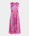 Saloni Gwen Silk Midi Dress In 2275-traceri Azure