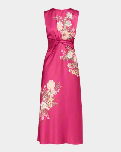 Saloni Gwen Silk Midi Dress In Pink