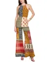 Saloni Halter Silk Jumpsuit In Multi