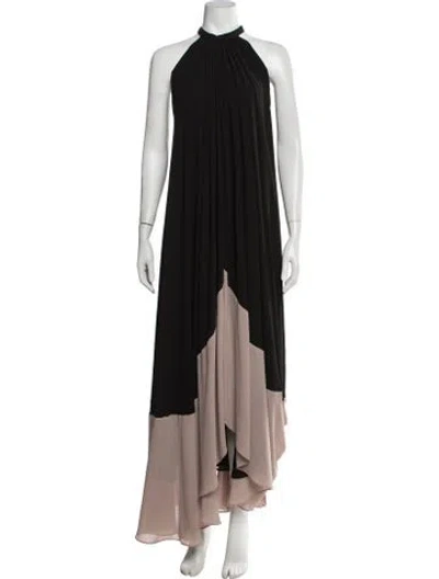 Pre-owned Saloni Halterneck Long Dress In Black