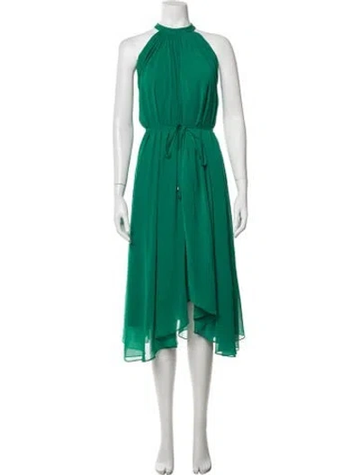 Pre-owned Saloni Halterneck Midi Length Dress In Green