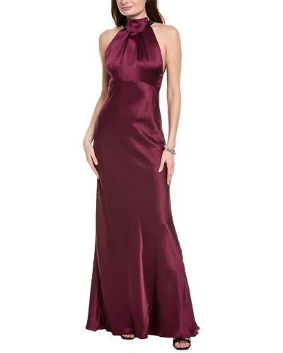 Saloni Hammered Satin Silk Maxi Dress In Purple