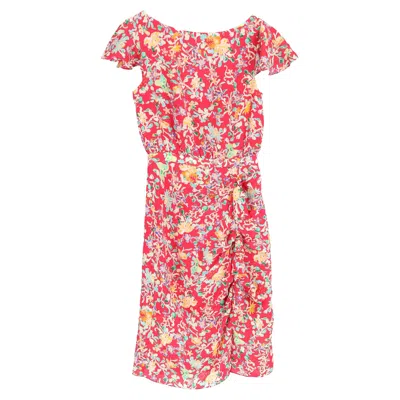 Saloni Heather Floral Print Midi Ruffle Detail Dress In Multicolor Silk In 2309-nerine Rosa