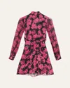 Saloni Isa Printed Draped Mini Dress In Rosa Noir