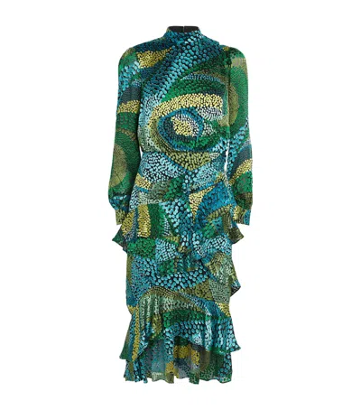 Saloni Isa Ruffle Midi Dress In Multi