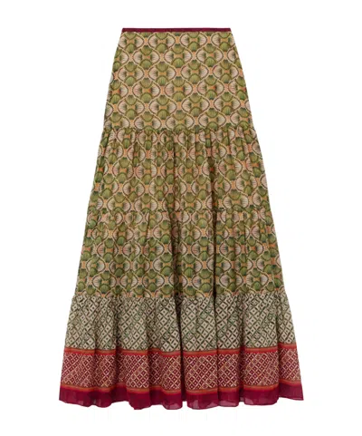 Saloni Isabel Printed Cotton Maxi Skirt In Multi