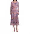 Saloni Isabel Round Neck Midi Dress In Taman Blush In Purple