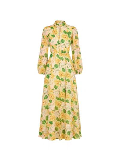 Saloni Jaclyn Floral-print Maxi Dress In Pink