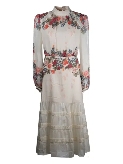 Saloni Jacqui Floral-print Tiered Dress In Animal Print