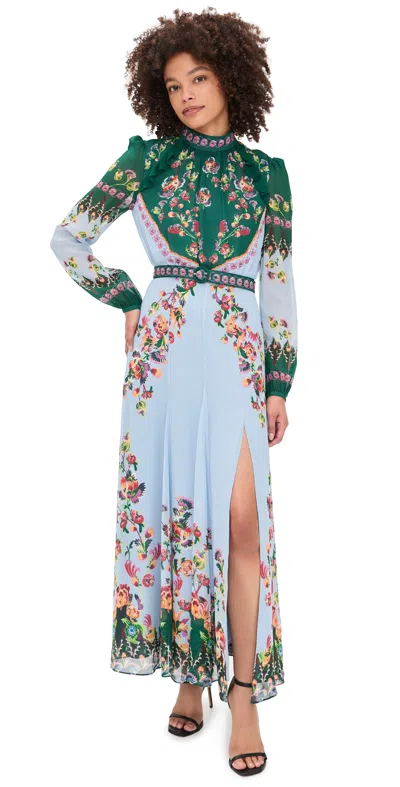 Saloni Jacqui-b Printed Dress Saffier Trellis Plmt In Multi