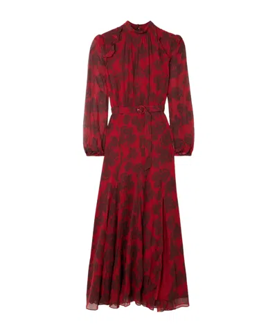 Saloni Jacqui-b Printed Silk Crepe De Chine Maxi Dress In Red