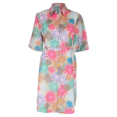 Saloni Jeri Printed Mini Shirt Dress In Multicolor Silk