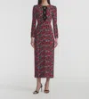 Saloni Jinx Long Sleeve Midi Dress In Follium Rouge In Red