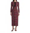 Saloni Jinx Long Sleeve Midi Dress In Follium Rouge In Red