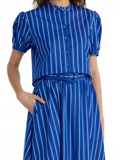 Saloni Jude C Shirt In Azure Stripe In Blue
